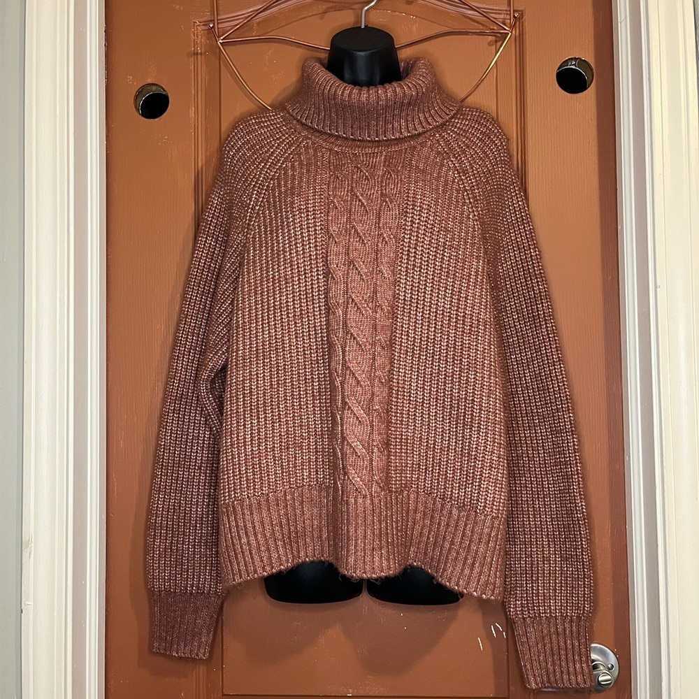 STATE Brown Chunky Knit Turtleneck Sweater